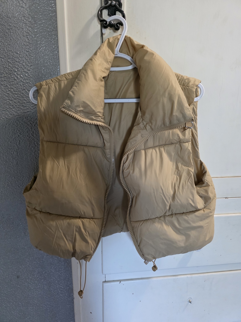 Beige Puffer Vest - Lightweight Quilted Women's Vest